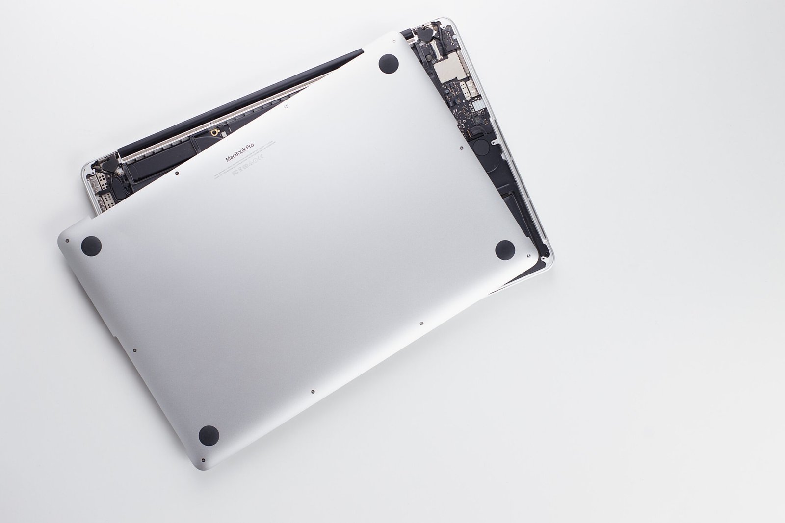 Broken laptop opened for repair